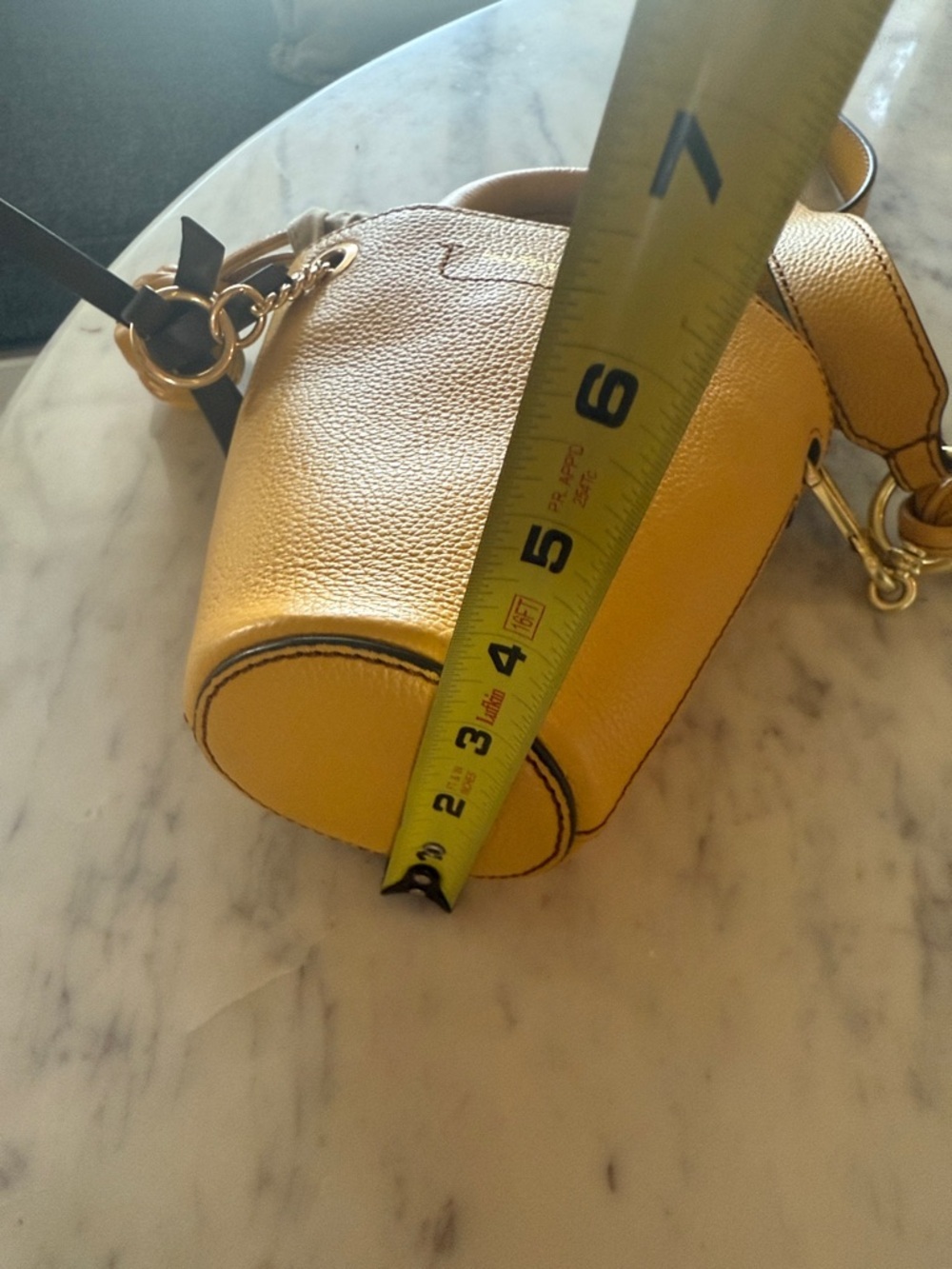 See By Chloé Yellow Mini Bucket Bag with Woven Charm - Picture 11 of 12